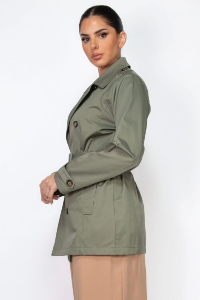 Double-breasted notch belted coat