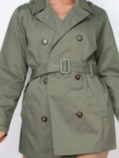 Double-breasted Notch Belted Coat