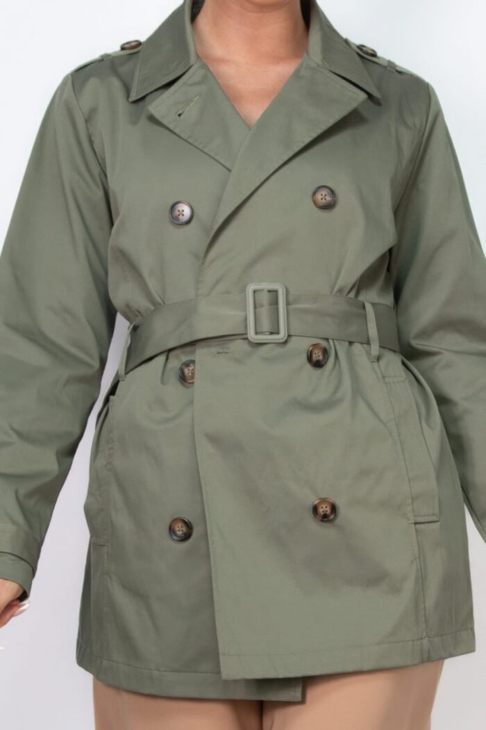 Double-breasted notch belted coat