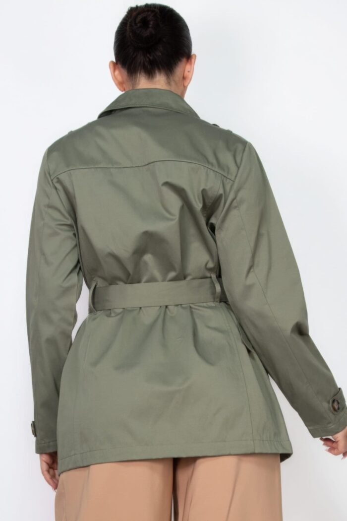 Double-breasted notch belted coat