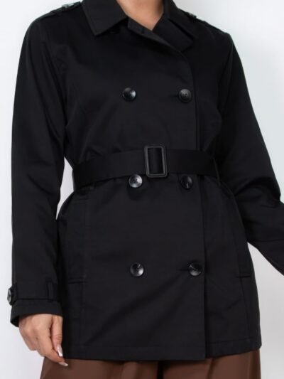 Double-breasted Notch Belted Coat