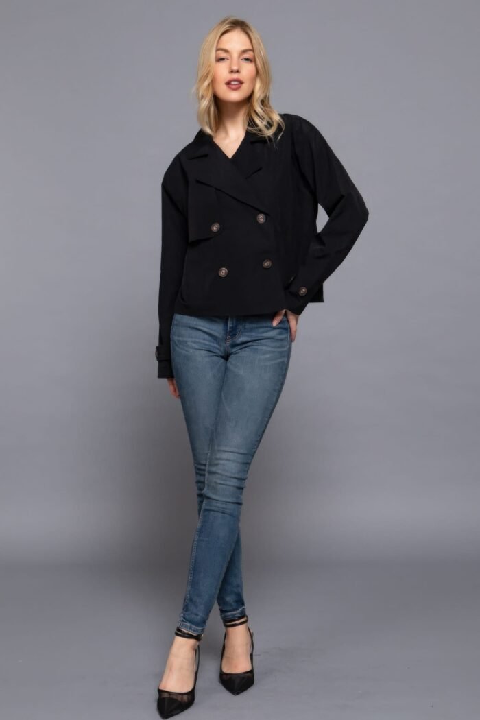 Double breasted short trench jacket
