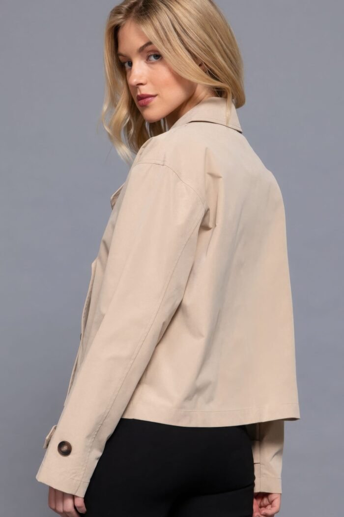 Double breasted short trench jacket