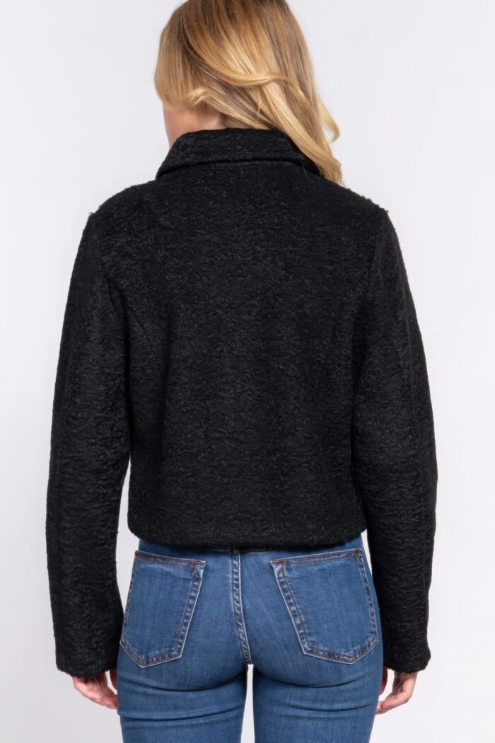 Long slv teddy fleece short jacket