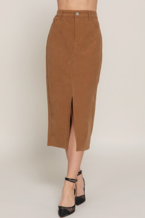Front Open Slit Corduroy Midi Skirt - Image 9