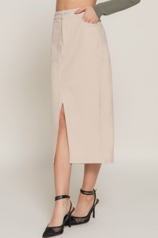 Front Open Slit Corduroy Midi Skirt - Image 7