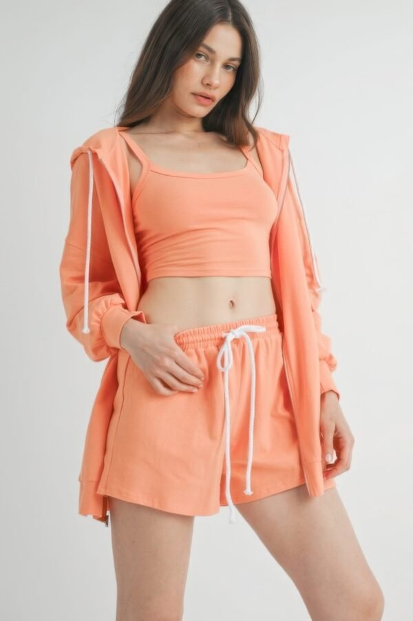 Sweater 3 Piece Set in Tangerine with top, pants, and layering cardigan