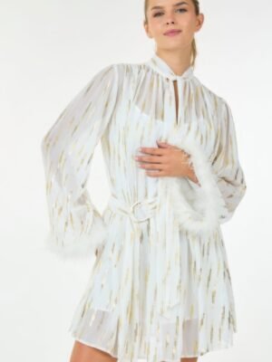 Metallic Print Short Dress