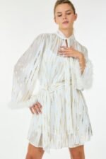 Metallic Print Short Dress - Image 3