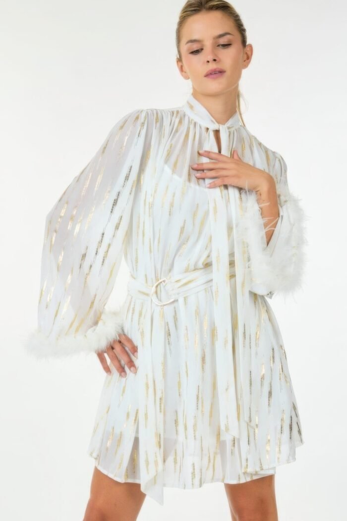 Metallic print short dress - image 3
