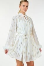 Metallic Print Short Dress - Image 4