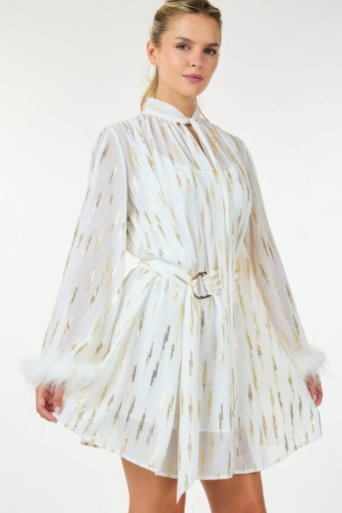 Metallic print short dress - image 4
