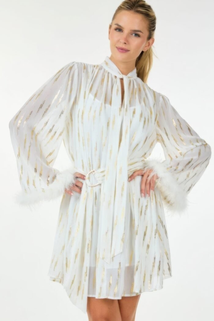 Metallic print short dress - image 5