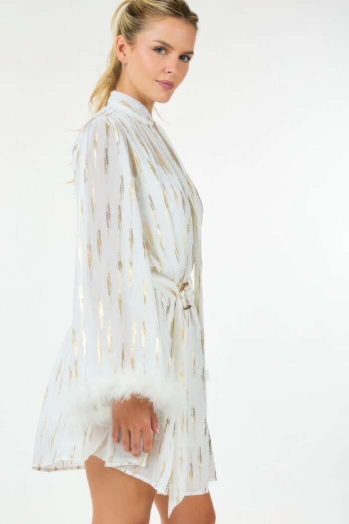 Metallic print short dress - image 6