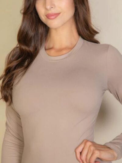 Solid Long Sleeve Round Neck Bodysuit