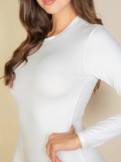 Solid Long Sleeve Round Neck Bodysuit