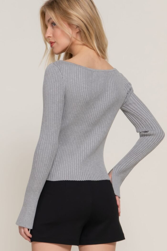 Long sleeve boat neck sweater