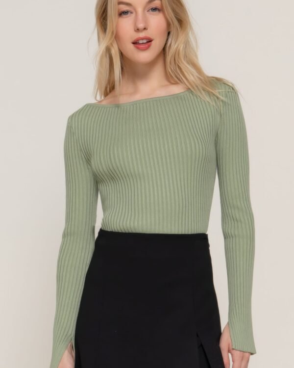 Long Sleeve Boat Neck Sweater