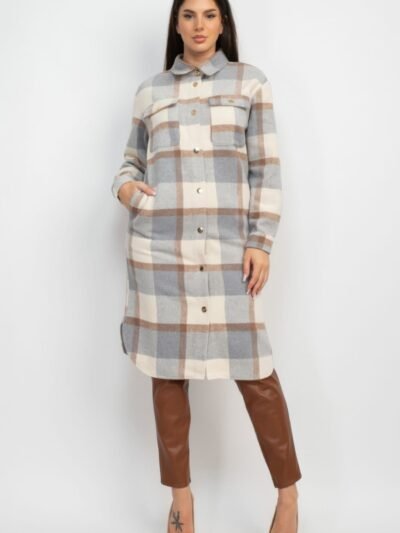 Plaid Buttoned Shacket Coat