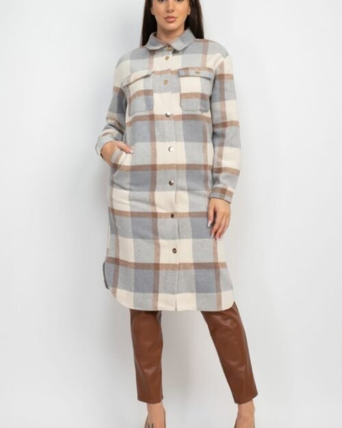 Plaid Buttoned Shacket Coat
