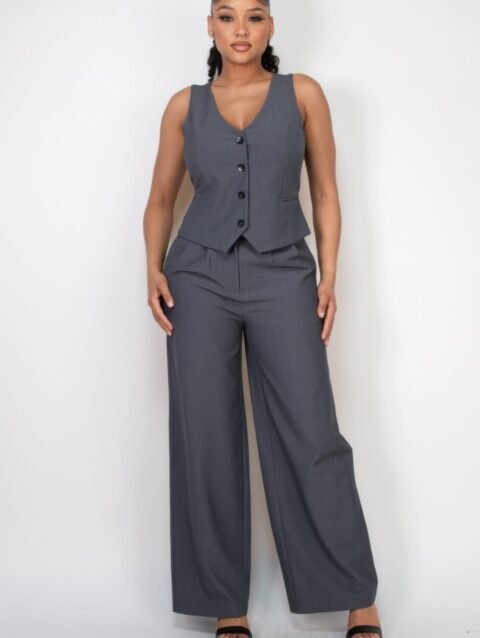 Pleated Double Waistband Pants