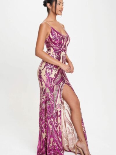 Spaghetti Strap Art Deco Sequins Maxi Dress Spaghetti Strap Art Deco Sequins Maxi Dress