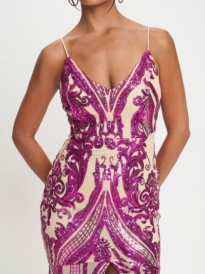 Spaghetti Strap Art Deco Sequins Maxi Dress Spaghetti Strap Art Deco Sequins Maxi Dress