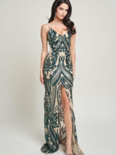 Spaghetti Strap Art Deco Sequins Maxi Dress Spaghetti Strap Art Deco Sequins Maxi Dress