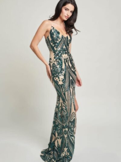 Spaghetti Strap Art Deco Sequins Maxi Dress Spaghetti Strap Art Deco Sequins Maxi Dress