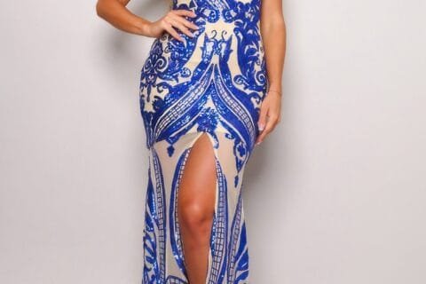 Spaghetti Strap Art Deco Sequins Maxi Dress