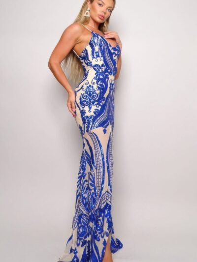 Spaghetti Strap Art Deco Sequins Maxi Dress Spaghetti Strap Art Deco Sequins Maxi Dress