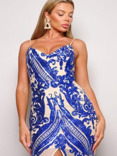Spaghetti Strap Art Deco Sequins Maxi Dress Spaghetti Strap Art Deco Sequins Maxi Dress