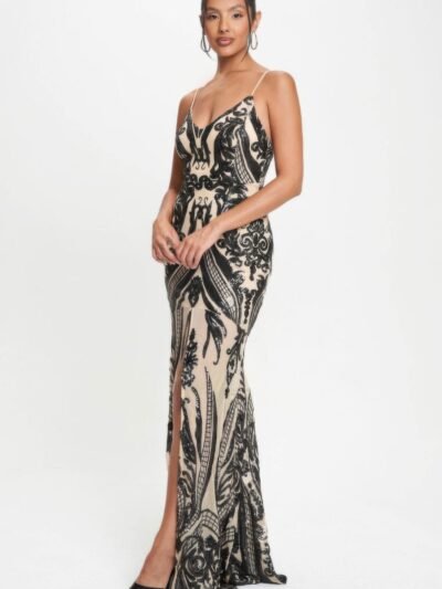 Spaghetti Strap Art Deco Sequins Maxi Dress Spaghetti Strap Art Deco Sequins Maxi Dress