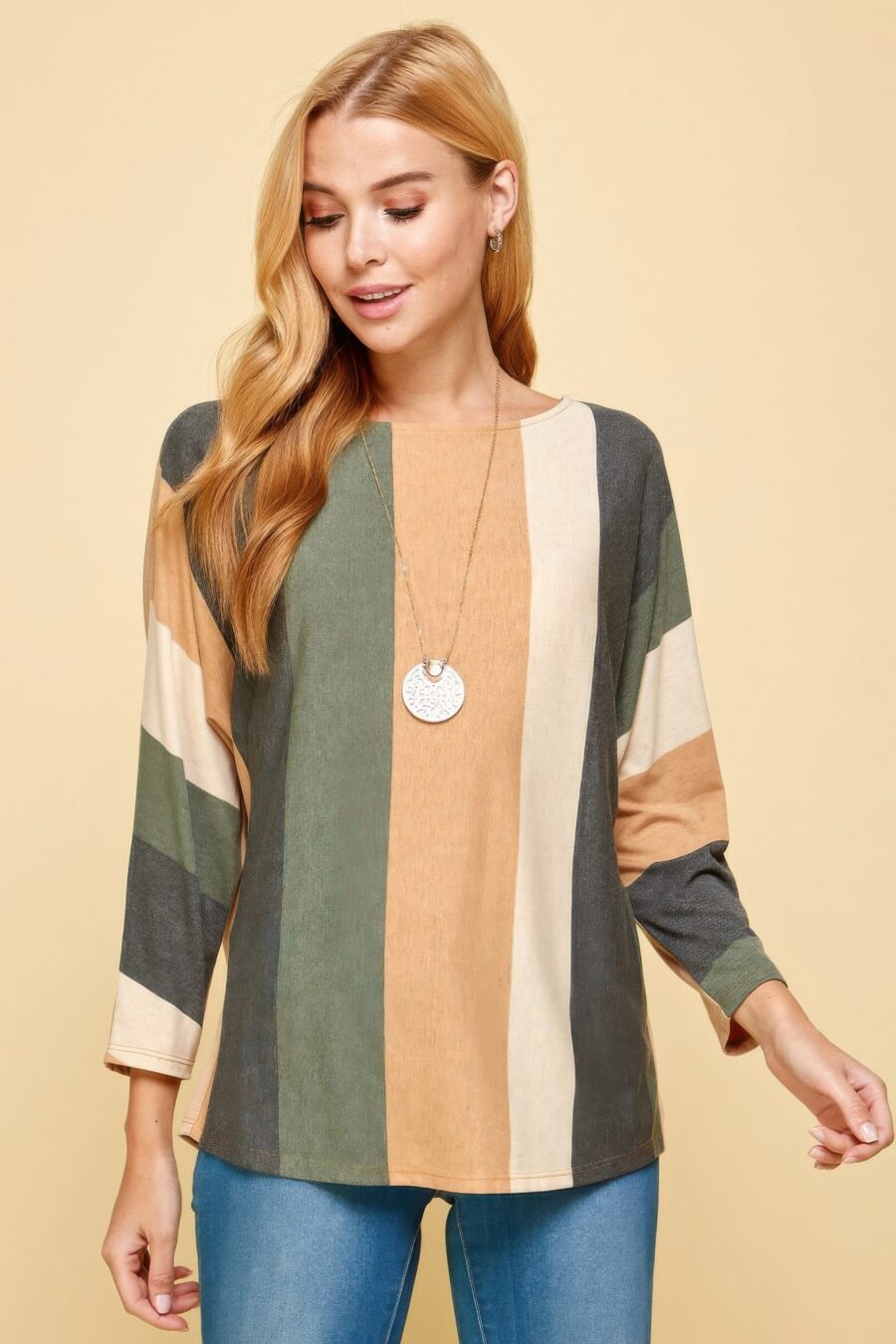 Striped dolman sleeves top