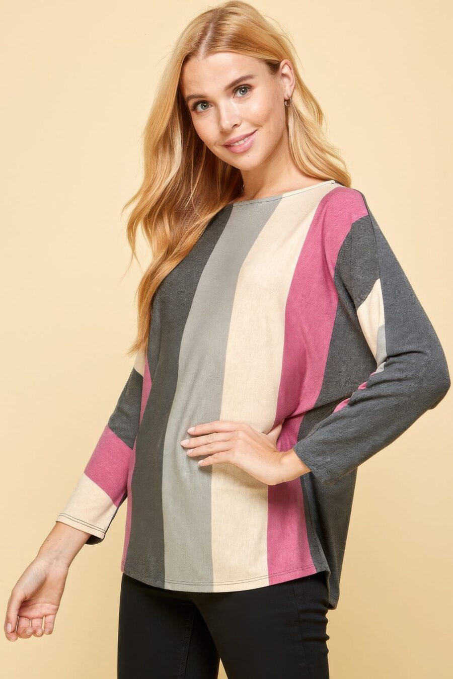 Striped dolman sleeves top