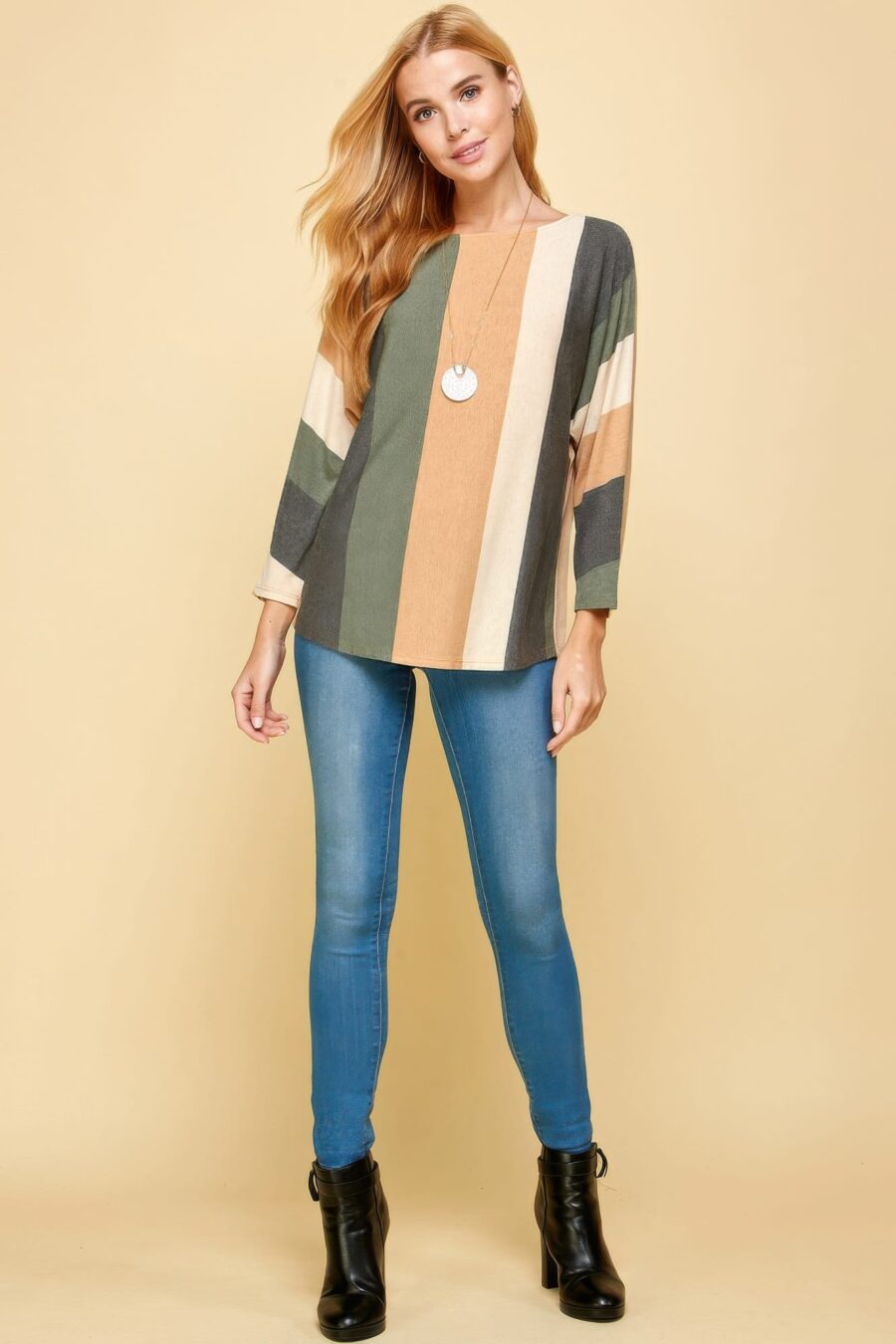 Striped dolman sleeves top