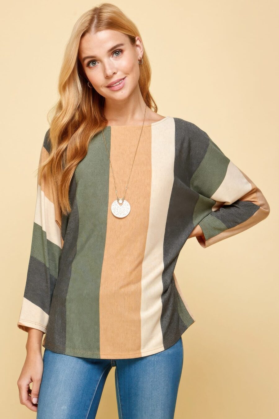 Striped dolman sleeves top