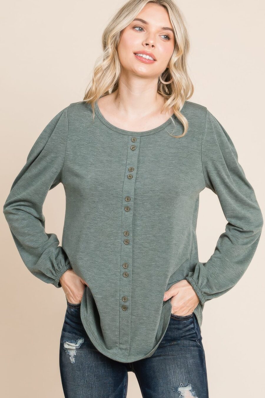 Solid tr spandex long sleeve top