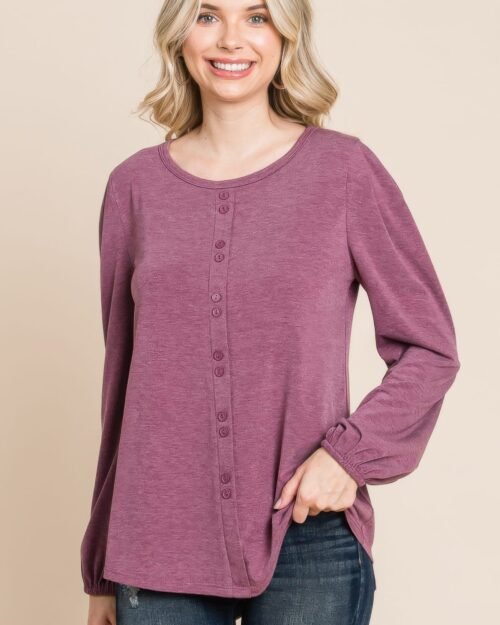 Solid Tr Spandex Long Sleeve Top