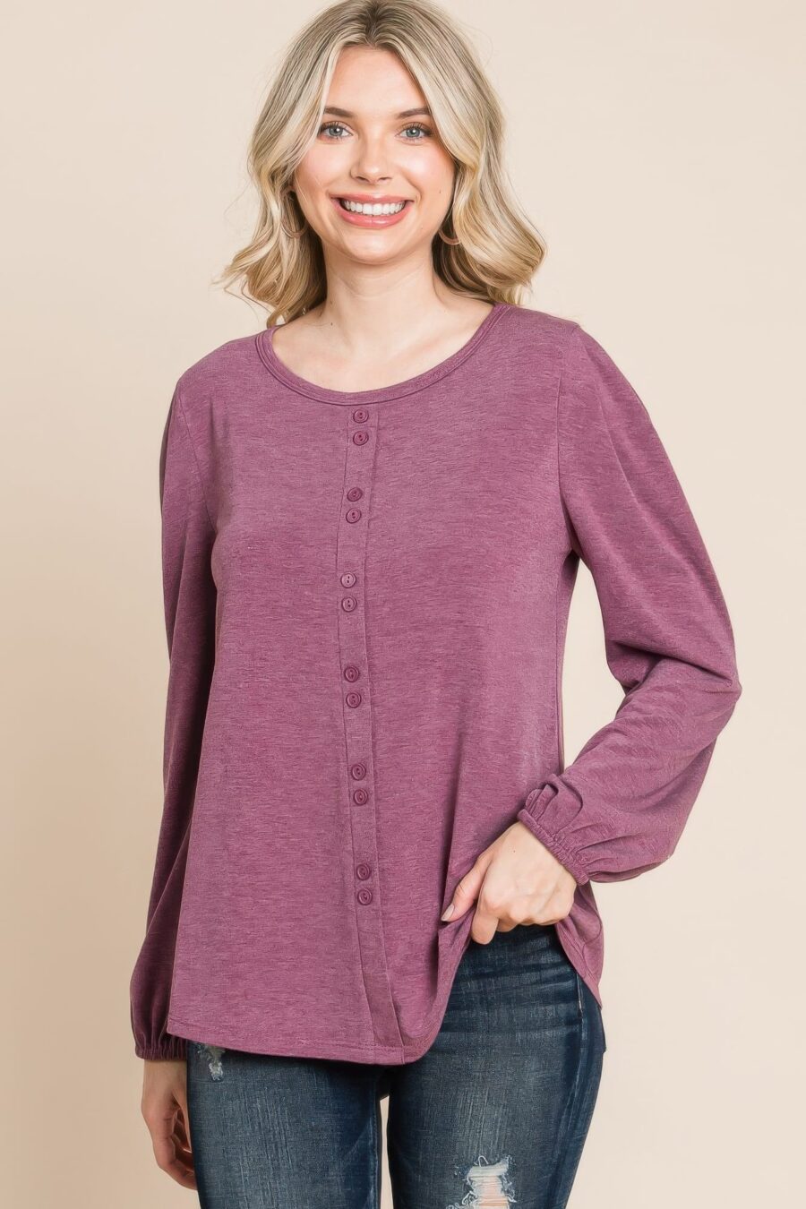 Solid tr spandex long sleeve top