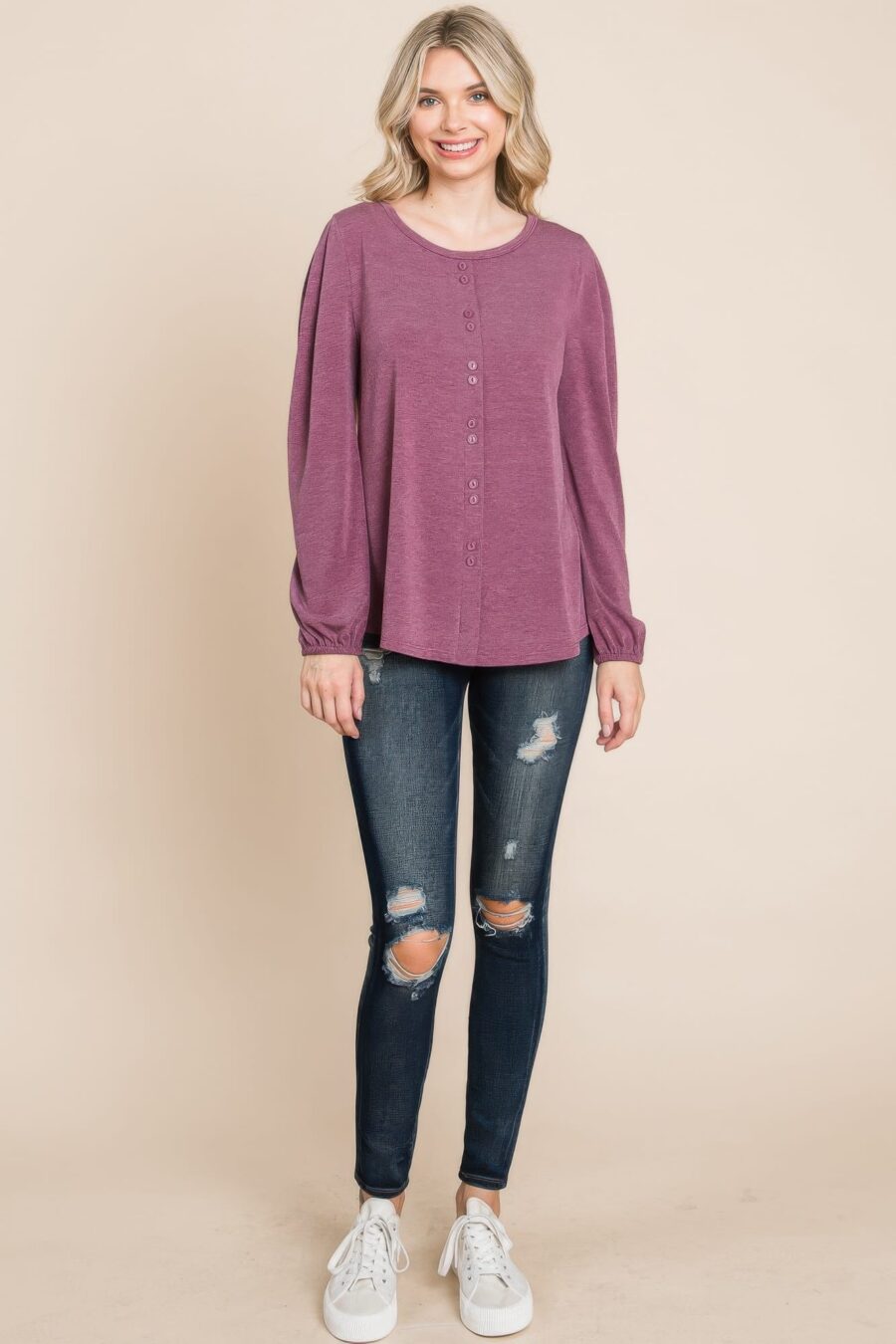 Solid tr spandex long sleeve top