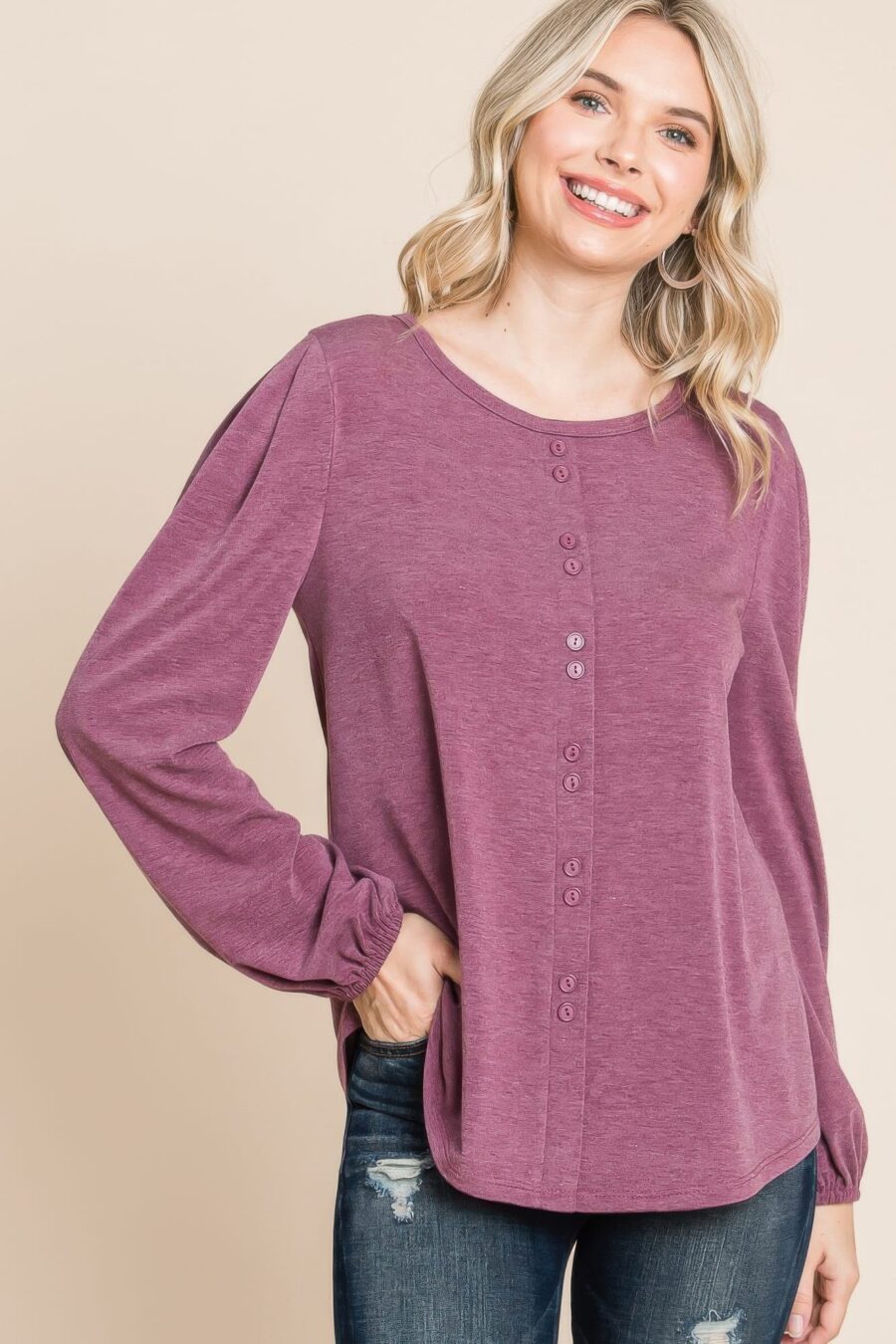 Solid tr spandex long sleeve top