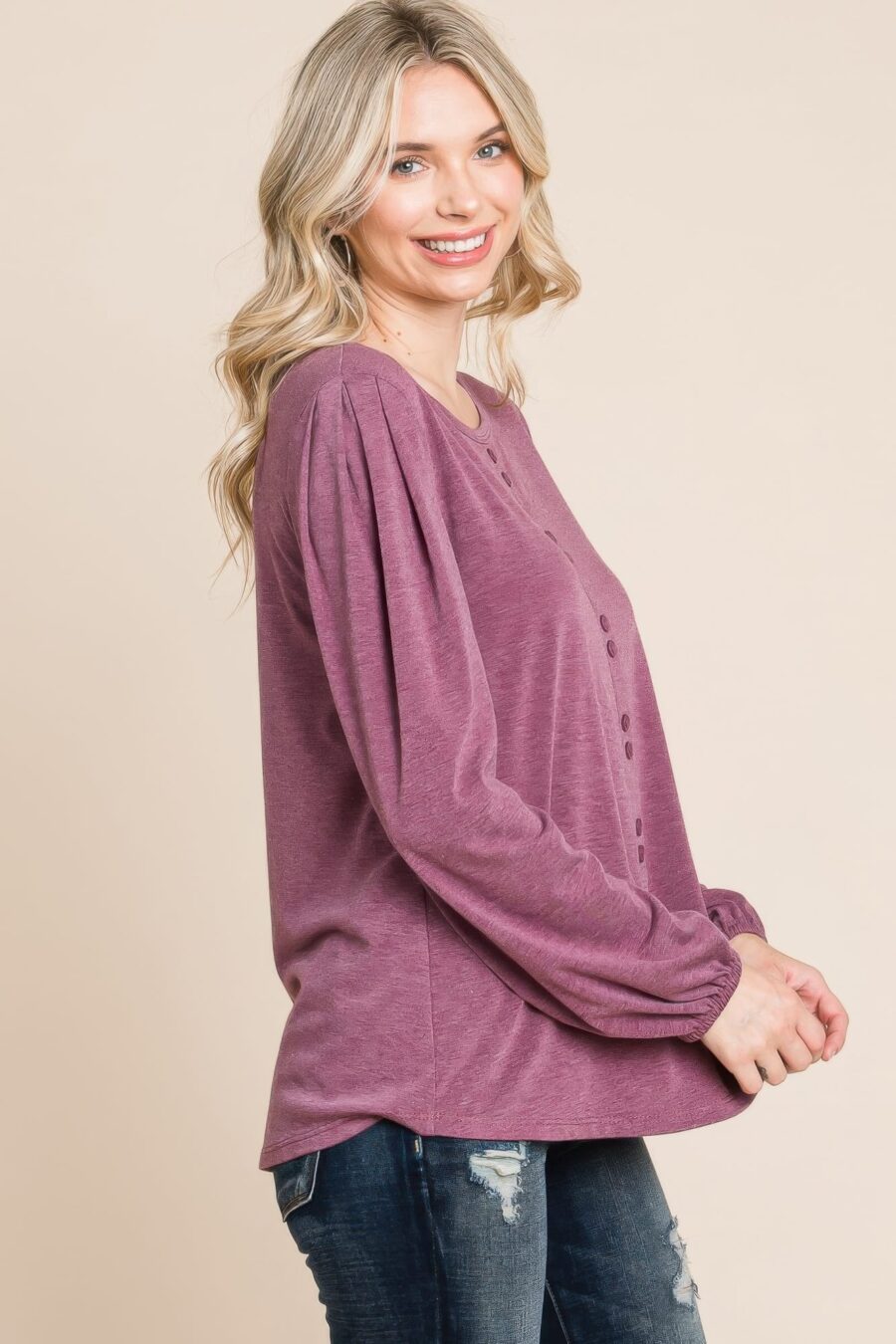 Solid tr spandex long sleeve top