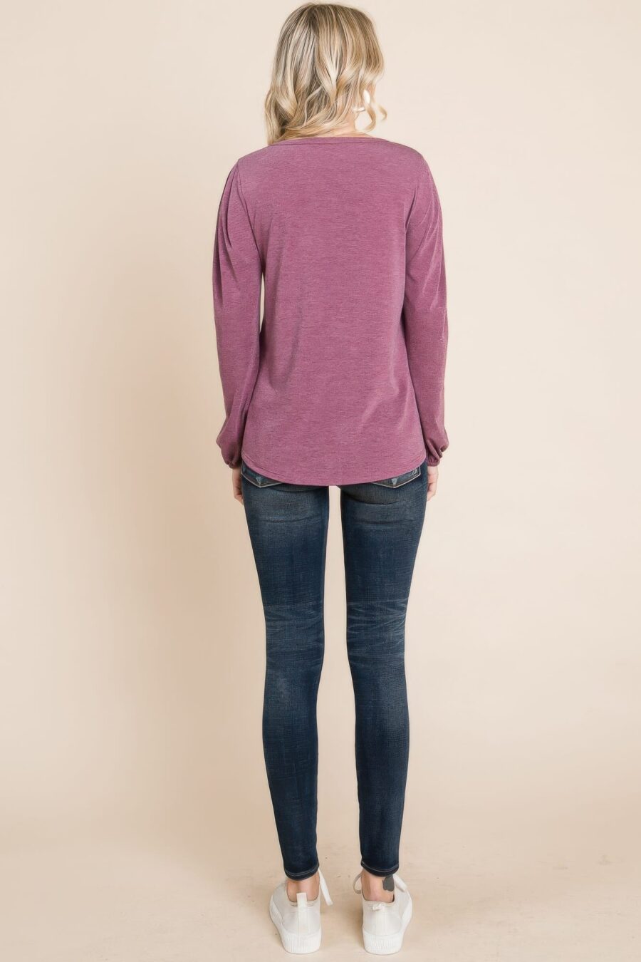 Solid tr spandex long sleeve top