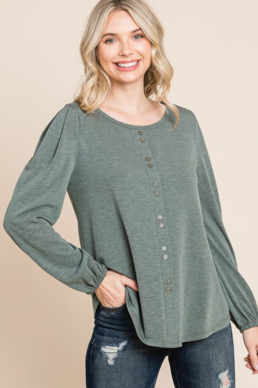 Solid tr spandex long sleeve top