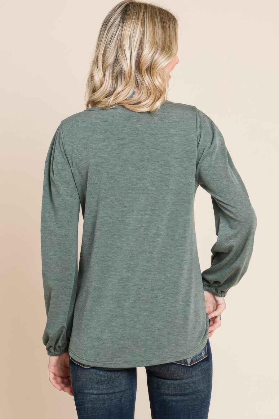 Solid tr spandex long sleeve top