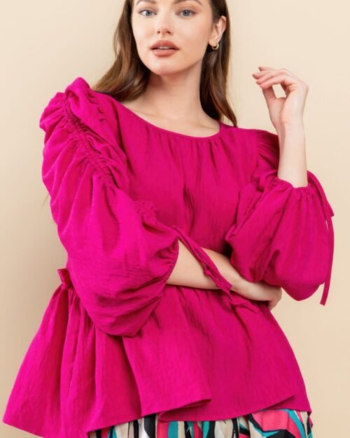 Ruffle Waist Hem in Magenta, Kelly Green, and Black