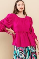 Ruffle Waist Hem in Magenta, Kelly Green, and Black