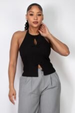 Halter ribbon open-back crop top - Image 11