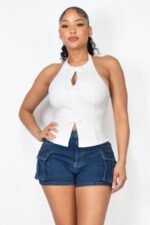 Halter ribbon open-back crop top - Image 6